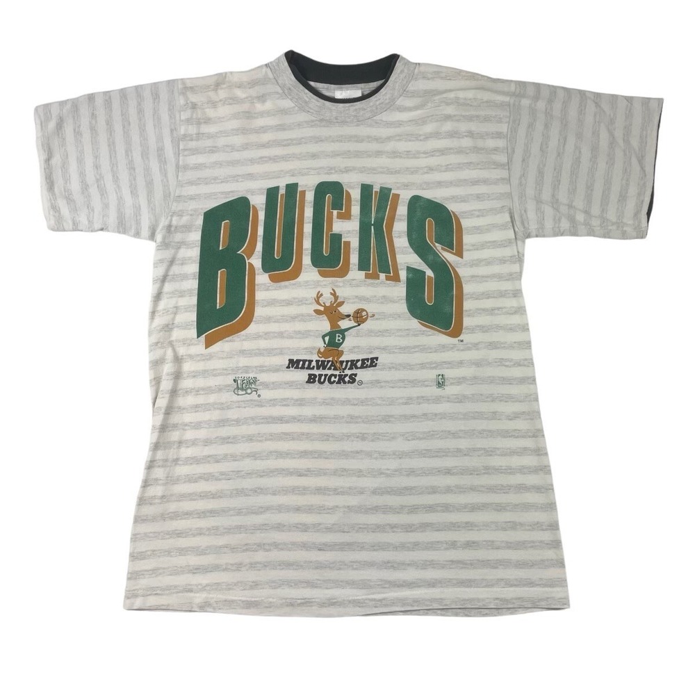 Milwaukee Bucks Official Fan Sportswear Graphic Mens T Shirt 1980s RARE Gray L